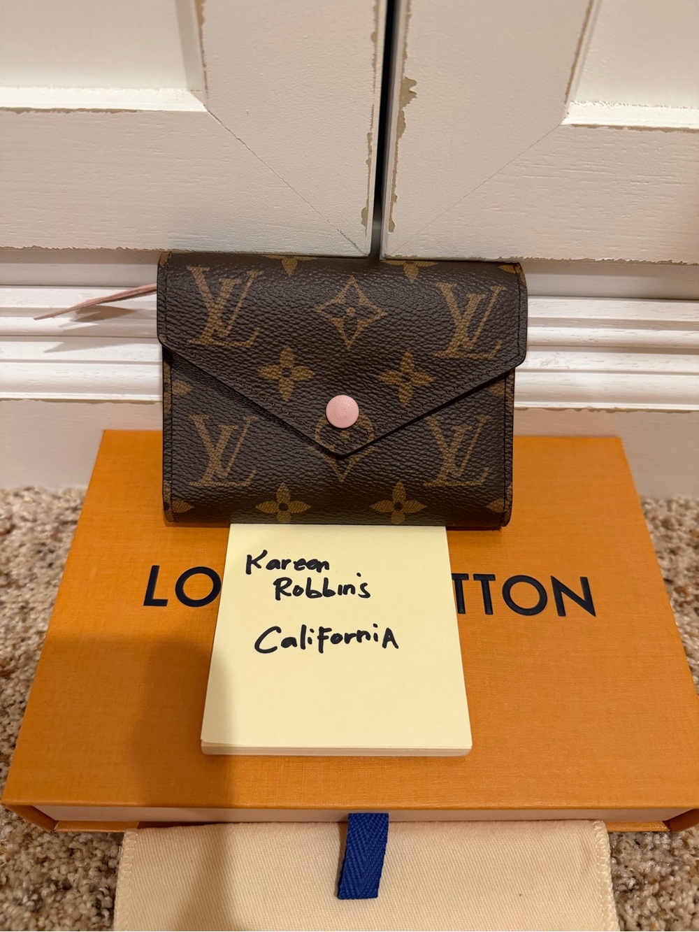 Louis Vuitton Victorine Monogram Compact Wallet with Pink Snap